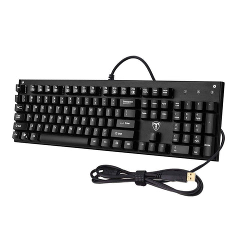 VicTsing Mechanical Gaming Keyboard 104-Key with Waterproof Blue Switch, Anti-ghosting Keys, Fit for Office, Typists, Gamers - Black