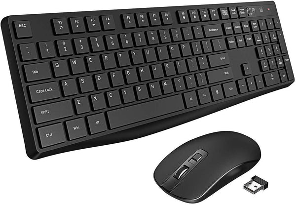 VicTsing Wireless Keyboard and Mouse Combo, 104-Key with Anti-Splash Chiclet Keycaps, 12 Multimedia Shortcuts, 2.4GHz Wireless Connection with 2-in-1 USB Receiver, Long Battery Life for Computer&Laptop