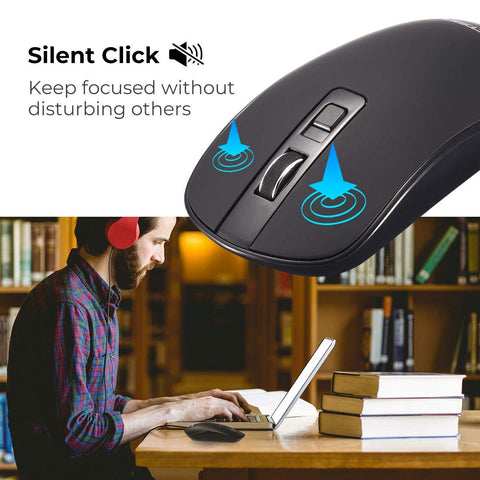 VicTsing Wireless Mouse, Slim Silent 2.4G Portable Optical Mice with Buttons ON-Off Switch 1600 3 Adjustable CPI Level