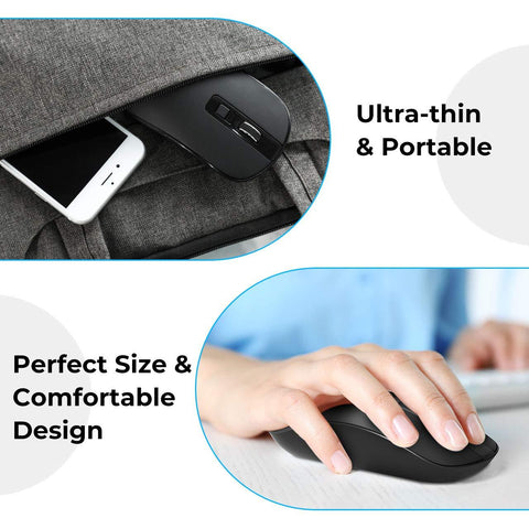 VicTsing Wireless Mouse, Slim Silent 2.4G Portable Optical Mice with Buttons ON-Off Switch 1600 3 Adjustable CPI Level