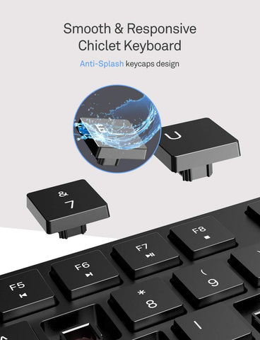 VicTsing Wireless Keyboard and Mouse Combo, 104-Key with Anti-Splash Chiclet Keycaps, 12 Multimedia Shortcuts, 2.4GHz Wireless Connection with 2-in-1 USB Receiver, Long Battery Life for Computer&Laptop