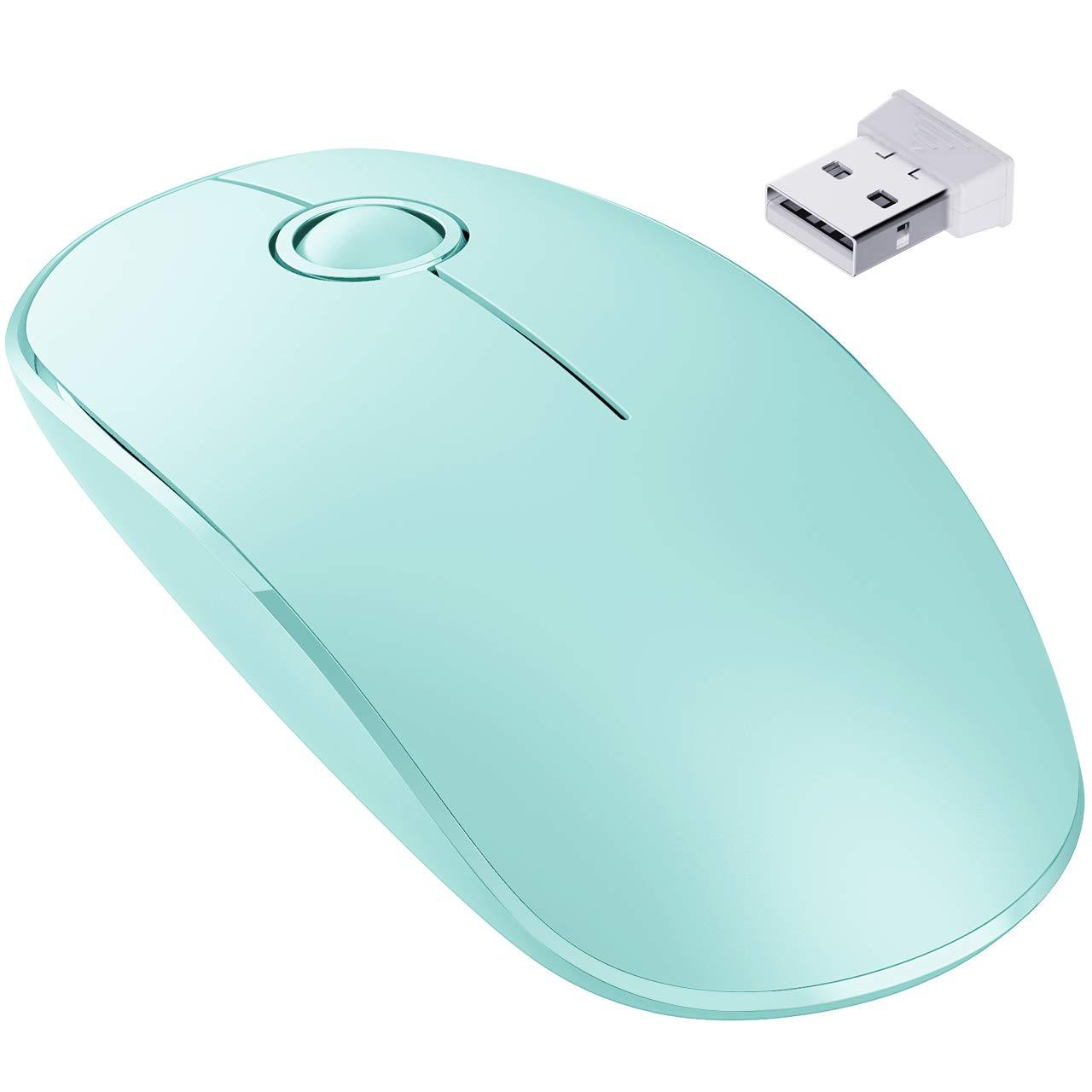 VicTsing Mouse Wireless, Mouse Ottico Mini Silenzioso con Clic Mute, 1600 Dpi Ultra Sottile per Notebook, PC, Laptop, Computer, MacBook (Blu)