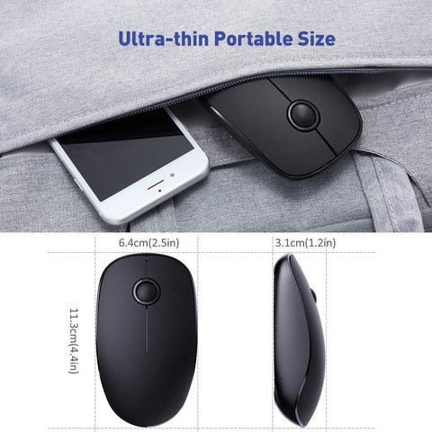 VicTsing 2.4G Ultra-thin Wireless Mouse,Noiseless and Silent 24-Month Battery Life Auto Shut Off Computer Mouse with 1600 DPI