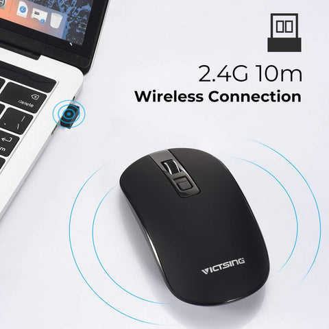 VicTsing Wireless Mouse, Slim Silent 2.4G Portable Optical Mice with Buttons ON-Off Switch 1600 3 Adjustable CPI Level