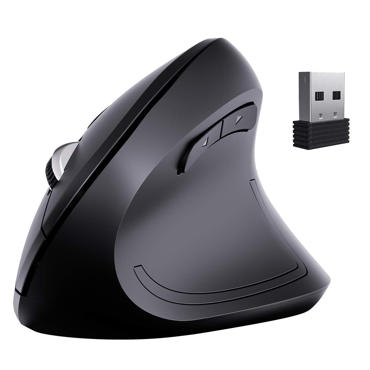 VicTsing Ergonomic Mouse, 2019 Upgraded Vertical Wireless Mouse 2.4G Optical Mouse-Reduce Wrist Pain, 6 Buttons 4 Adjustable DPI 1000/1600/2000/2400 Levels, Better Performance for PC, Desktop, Laptop