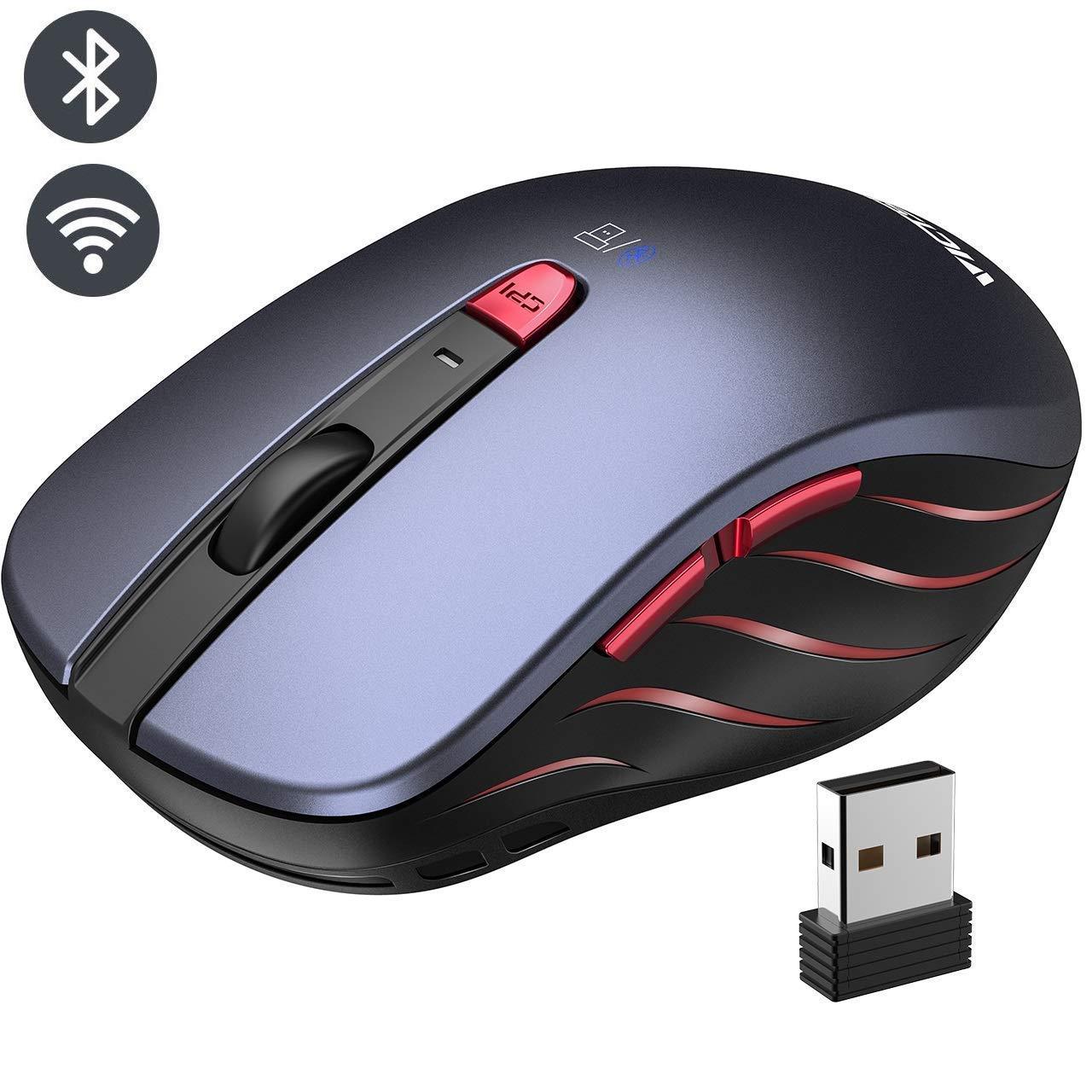 VicTsing Mouse Bluetooth, Mouse Wireless - Bluetooth/USB - Dual Mode - 6 Pulsanti per PC Tablet Notebook Windows Mac OS Laptop Xiaomi Huawei HP Lenovo. Blu