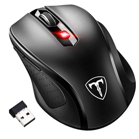 Wireless Laptop Mouse, VicTsing 2400DPI Computer Mouse Mini PC Mouse with 2.4G, 6 Buttons 5 Adjustable DPI Levels - Optical Mice Gmaing Mouse for Windows, Mac and Linux (Black)