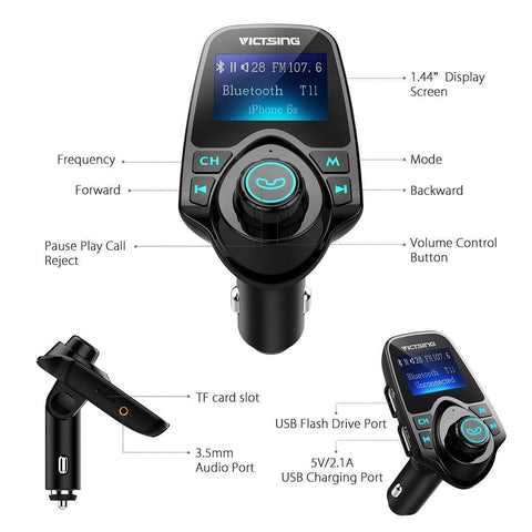 VicTsing Bluetooth FM Transmitter Radio Car Kit Adapter