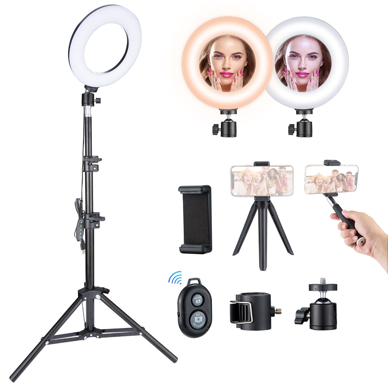 VicTsing Ring Light Kit with 5 Light Modes & 5 Brightness,3000K-6500K