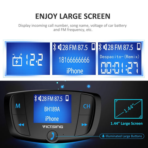 VicTsing Bluetooth FM Transmitter with ON/OFF Button