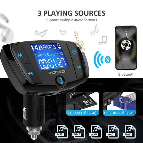 VicTsing Bluetooth FM Transmitter with ON/OFF Button