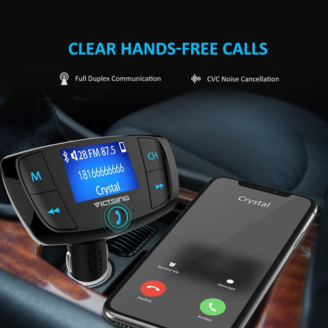 VicTsing Bluetooth FM Transmitter with ON/OFF Button