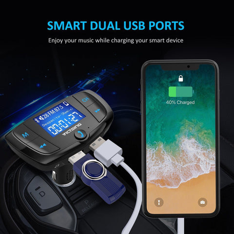 VicTsing Bluetooth FM Transmitter with ON/OFF Button