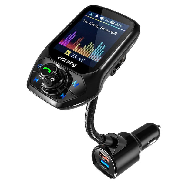 Transmisor FM Bluetooth Coche VicTsing，Sintonización Automática de Frecuencia，1.8" Pantalla en Color para Llamadas Manos Libres, 3 Puertos USB con Carga Rápida QC3.0, 5 EQ Modos para U Disk/TF Card/Aux VicTsing 