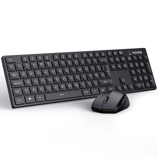 VICTSING Wireless Keyboard & Mouse UK【Portable & Lightweight, Plug & Play】Comfortable Cordless Keyboard and Mouse Set, Quick Responsive, Ideal for Typing, Office & Daily, Longer Battery Life - VicTsing