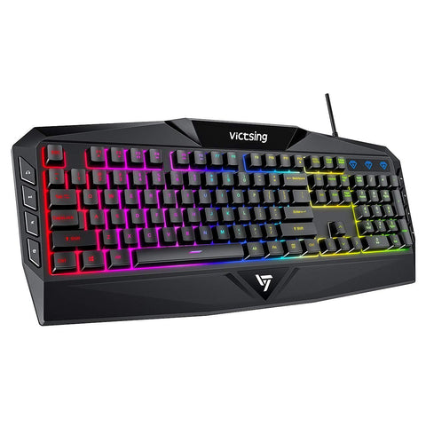 VicTsing Wired Keyboard with Rainbow Backlit and Spill-Resistant Design